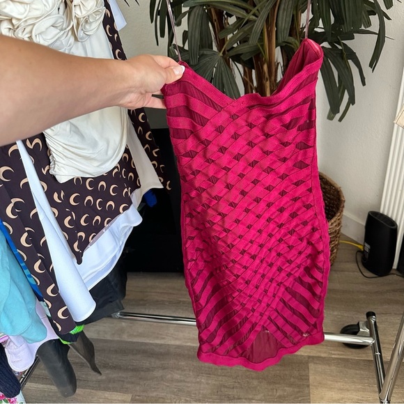 House of CB Burgundy Strapless Midi Dress - Picture 2 of 7